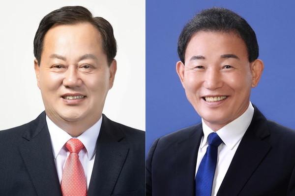 왼쪽부터 국힘 이은권 후보, 민주당 박용갑 후보